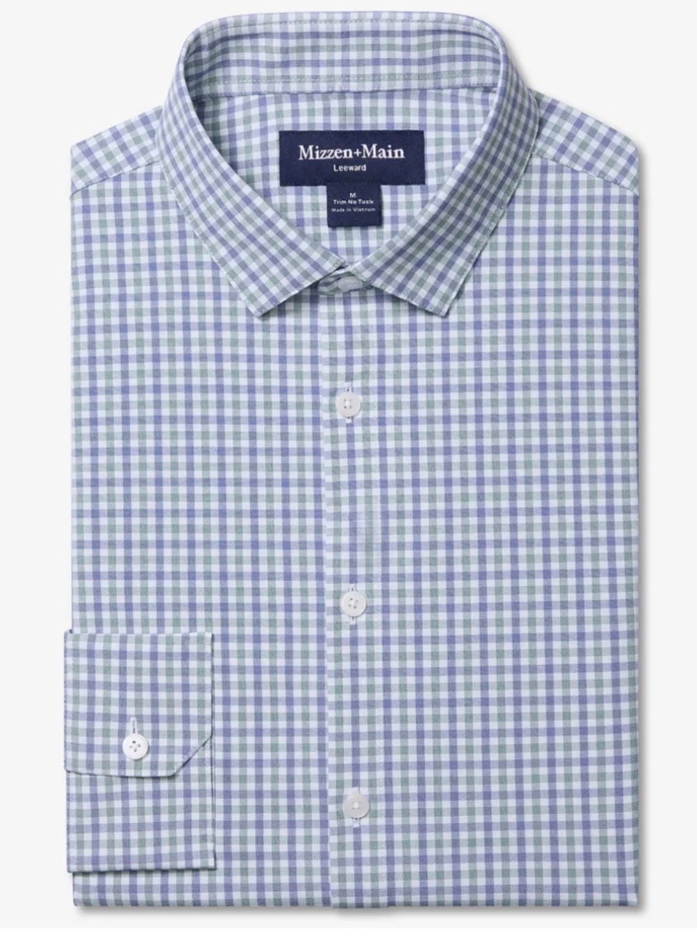 Mizzen Main Leeward Olive Blue Plaid No Tuck Dress Shirt